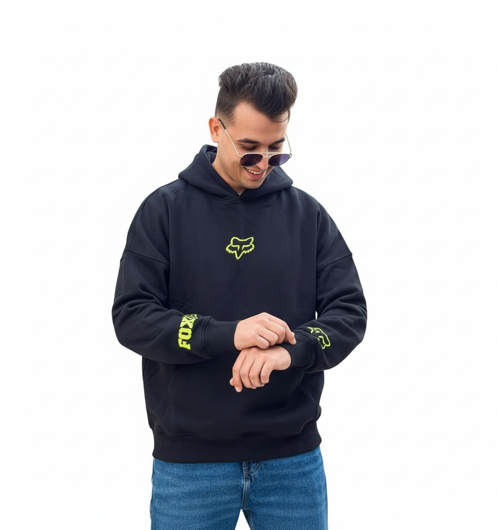 BLACK HOODIE PRINTED “FOX”