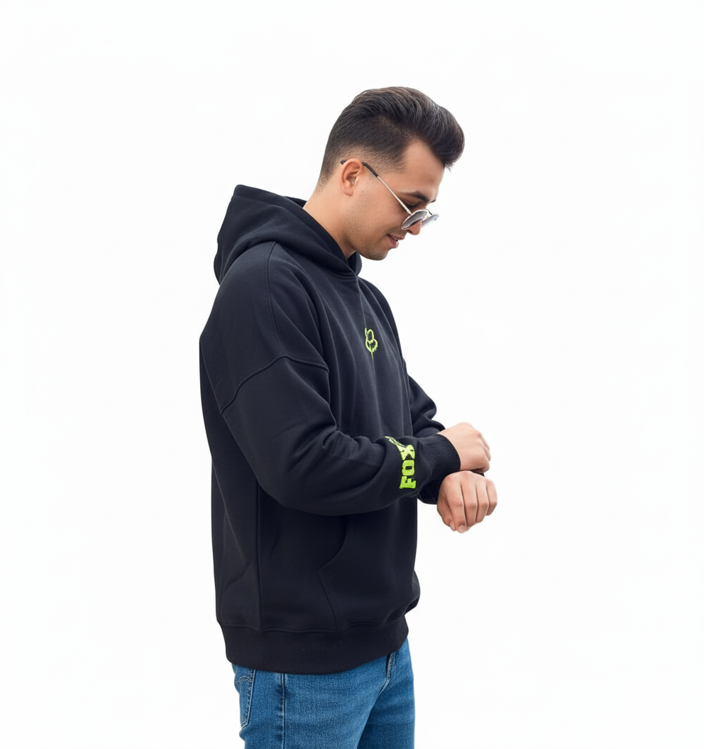 BLACK HOODIE PRINTED “FOX”