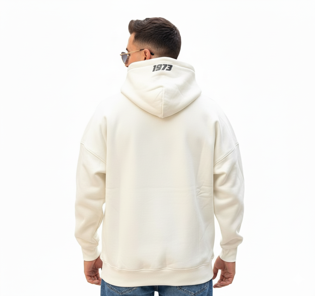 WHITE HOODIE PRINTED